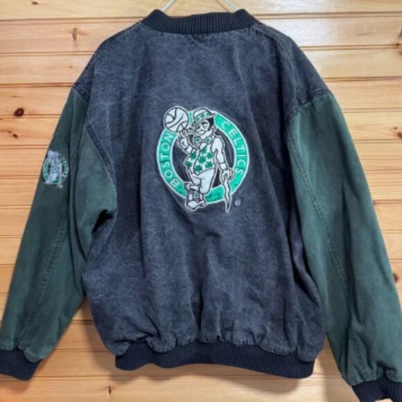 Vintage Fans Choice! NBA Boston Celtics Black and Green Varsity Jean Jacket L - Picture 6 of 7